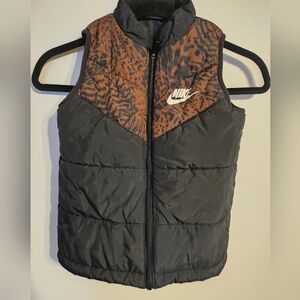Nike Black Vest with Brown Animal-Print Yoke